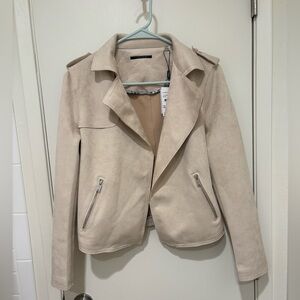 T Tahari Cream Women's Blazer with Zippered Pockets